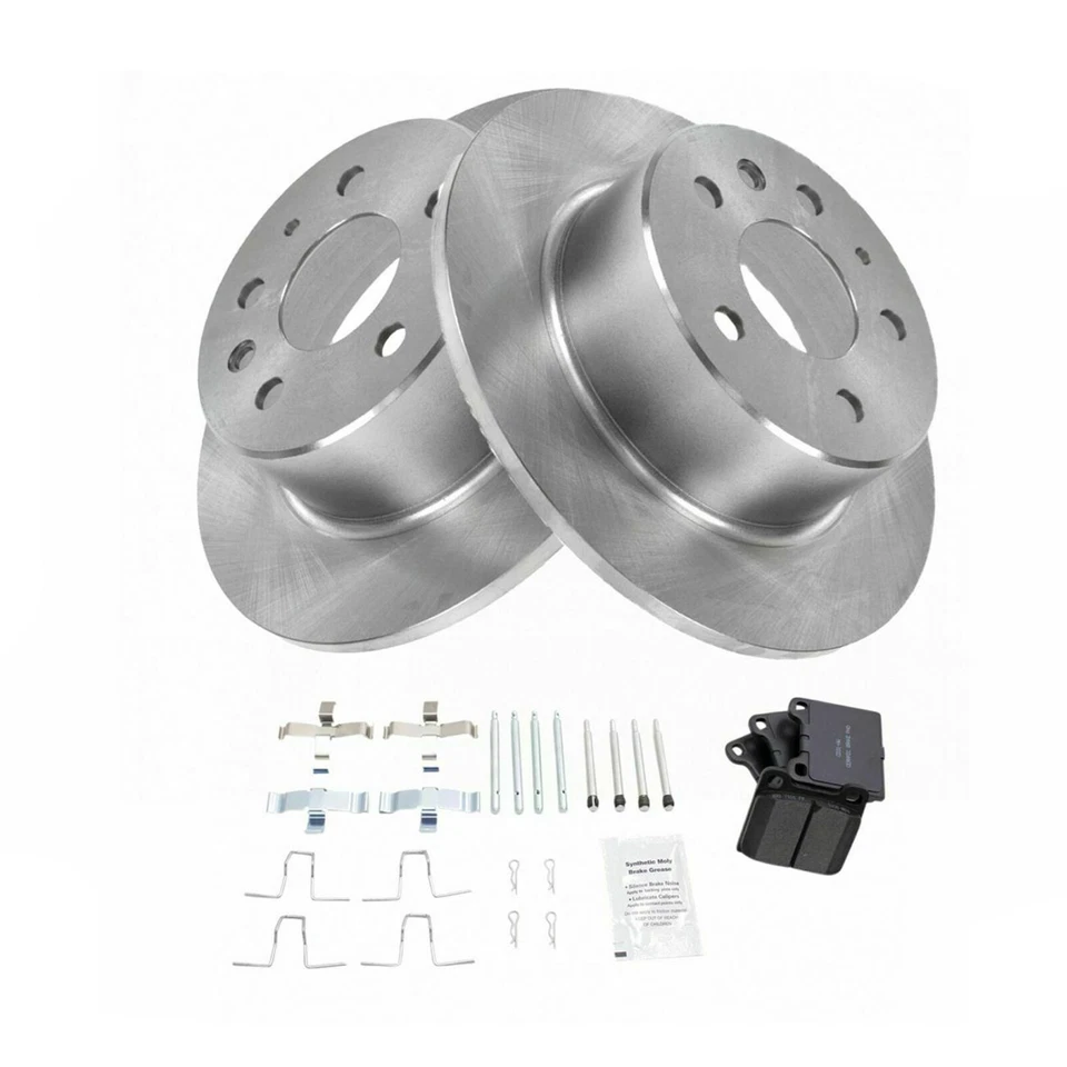 Nuevo kit de rotor de freno trasero y pastillas de cerámica TRQ para Mercedes Benz 1966-1991 Foto 2 de 4