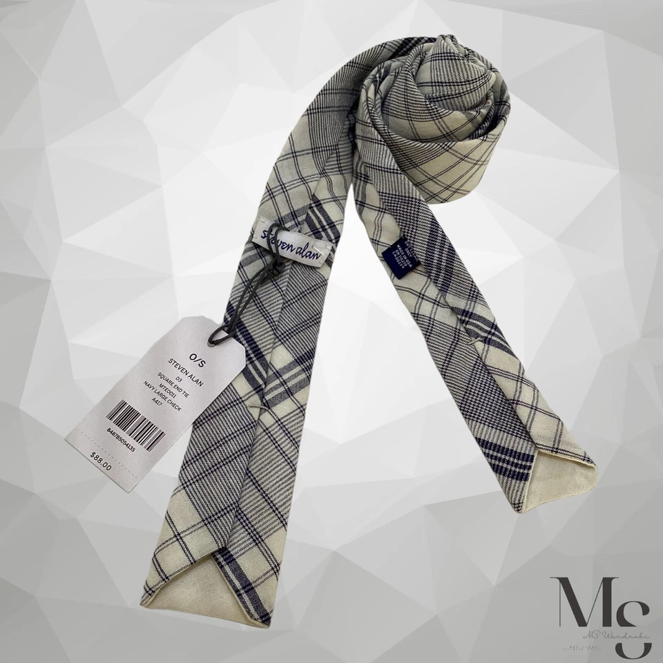 Gravata STEVEN ALAN XL azul grande bochecha de seda ponta quadrada feita nos EUA com: 2" nova com etiquetas - Imagem 2 de 4