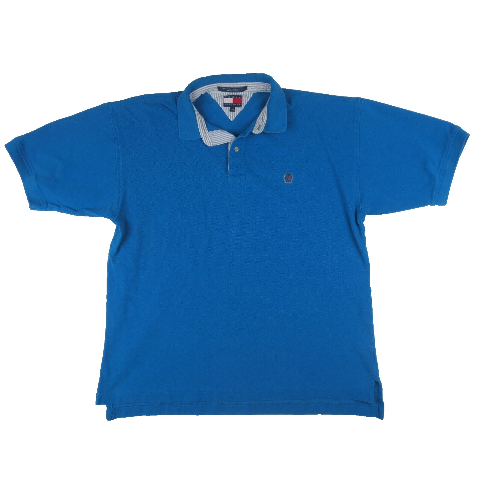 Tommy Hilfiger Polo Shirt Mens Large Blue Short Sleeve Preppy School 90s Golf