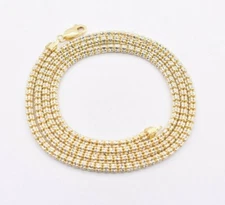 3.5mm Diamond Cut Ice Link Two Tone Chain Real 10K Yellow White Gold