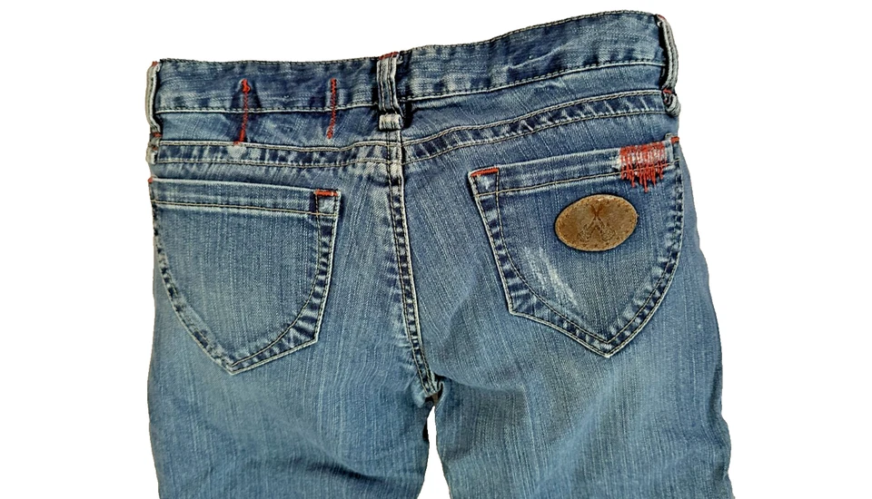 Pantalones de mezclilla BCBGirls Mick azul para mujer talla 28 algodón elástico acampanado corte bota Foto 3 de 4