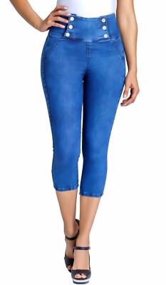 Capri Buttlift Jeans Colombianos with Inner Tummy Control Shapewear LOWLA  239257 | eBay