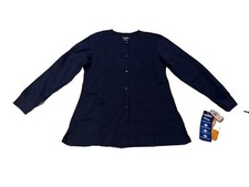XSM Landau Women's Two Pocket Snap Front Scrub Jacket Warm Up long sleeve Navy