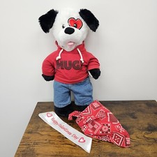 Build A Bear Puppy Plush Black White Hearts Valentine's Day With Accessories 17  