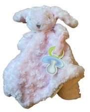 Blankets and Beyond Pink Lovey Plush Bunny Security Blanket Soft Swirls Pacifier