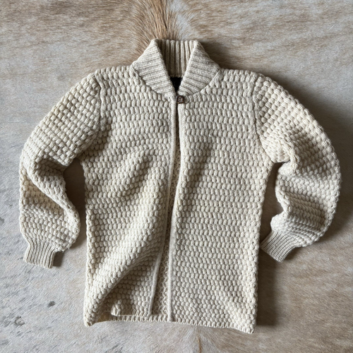 Vtg LeRoy Knitwear Shetland Wool Chunky Knit Cardigan Sweater Medium Fisherman - Picture 2 of 22