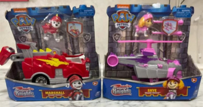 2x Paw Patrol Rescue Knights Skye & Marshal Deluxe Fahrzeug