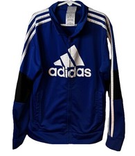 Adidas Youth M 10/12 Full Zip Blue Nylon Athletic Jacket