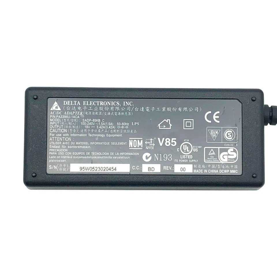 Adaptador de corriente alterna Delta SADP-65KB original 65W PA3396U-1ACA 19V 3,42A con cable P. Foto 2 de 4