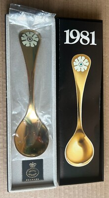 Georg Jensen Jahreslöffel 1981 vergoldetes Sterlingsilber - weißer Champion
