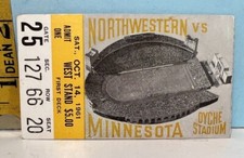 Oct. 14, 1961 Northwestern v Minnesota College Football Ticket Stub