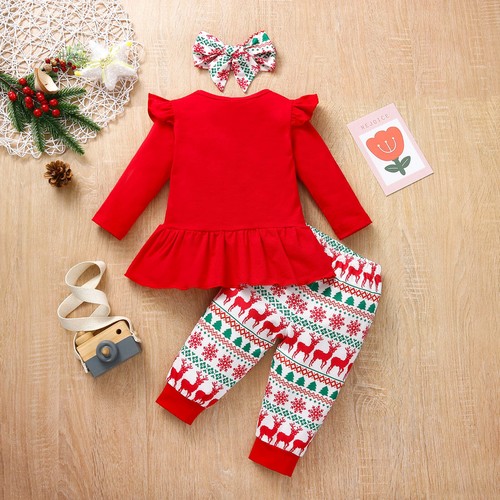 2Pcs Xmas Toddler Kid Baby Boy Girls Tops+Leggings Pants Outfit Cosplay Custome - Picture 13 of 34