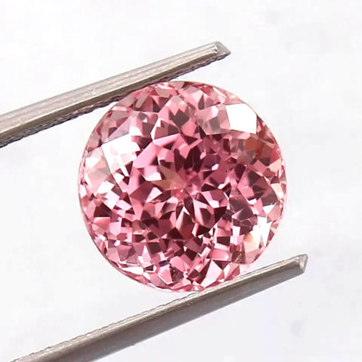 8 Ct GIE Certified Round Cut Natural Padparadscha Sapphire Loose Gemstone.