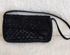 Black Beaded Evening Bag/Clutch 7X4" By Vanessa READ DESCRIPTION
