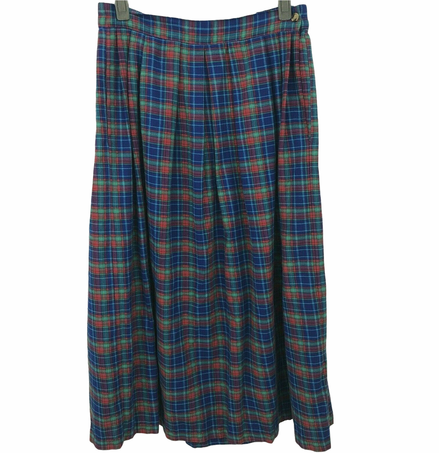 Vintage Pleated Plaid Maxi Skirt Womens Size 10 Long … Gem