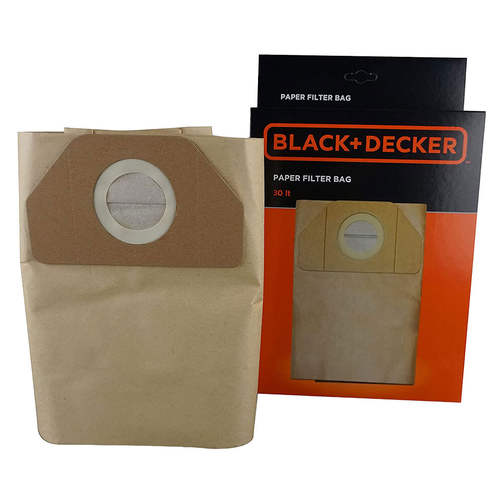 5 Sacchi Carta Originali Black Decker per Aspiratore 30L - Stock