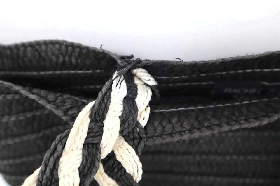 Rachel Zoe для коробки стиля черный и бежевый сплетенный соломы сумка с короткими ручками с плетеной рукой - Изображение 4 из 4