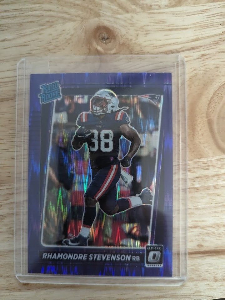 RHAMONDRE STEVENSON 2021 Donruss Optic Purple Shock RR #237 N.E. Patriots MINT