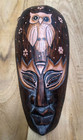 Mask Decor Owl Patio Carving Wooden Bird Hanging Wall African Tiki Brown Bali 8"