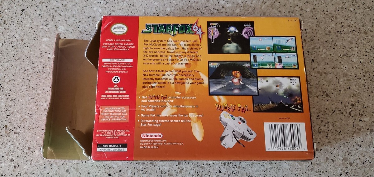 Star Fox Nintendo 64 N64 Starfox Game Complete CIB Manual Box