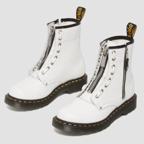 Dr. Martens Doc 1460 Twin Double Zip Boots 8 Eye White Wanama Womens Size 10 NEW - Picture 1 of 7