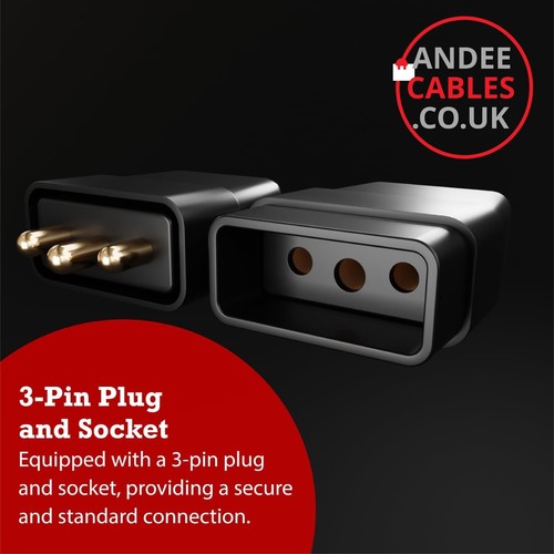 3 Pin 10 Amp In-line Mains Electric Cable Connector Plug Socket Joiner In Line - Picture 6 of 11
