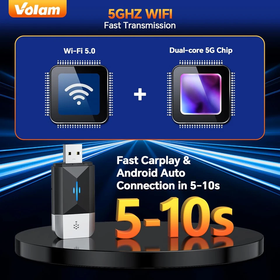 2 in 1 Adattatore per Carplay Android Auto, Wireless Converte Carplay Android Au - Immagine 3 di 4