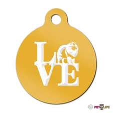 Love Keeshond Engraved Keychain Round Tag w/tab park v2 kees Many Colors