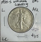1935 S  Walking Liberty Half Dollar AU Free Shipping