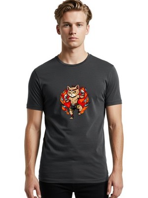 Kung-Fu-Cat Mens Graphic Tee, 100% Cotton, Casual Summer Wear