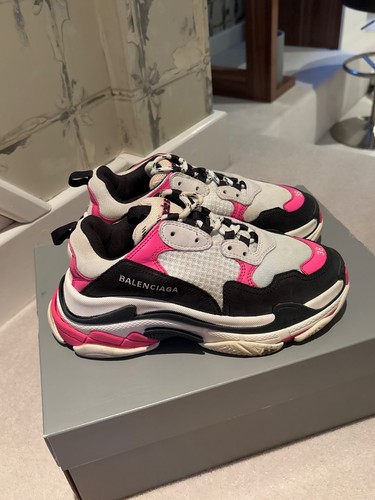 Balenciaga Triple S Trainers Black White & Pink EU 38