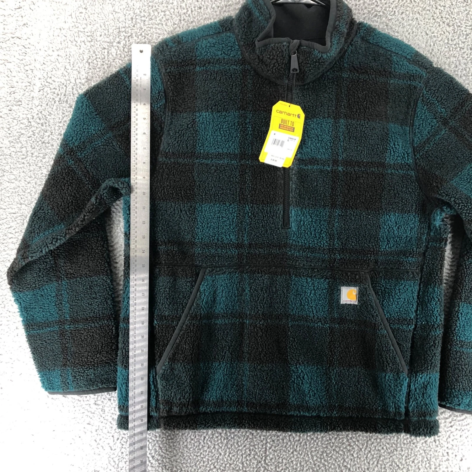 Carhartt Men's Size Medium Loose Fit Sherpa Fleece 3/4 Zip Green Black 0J6443-M image 8