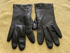 Vintage Fownes Black Leather Driving Gloves Women  s 6 1/2 Made In Philippines