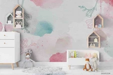 3D Powder Paste Hand Drawn Self-adhesive Removeable Wallpaper Wall Mural