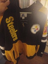 Vintage Starter Pittsburgh Steelers Hoodie Mens 2XL Heavy Full Zip Patch Jacket
