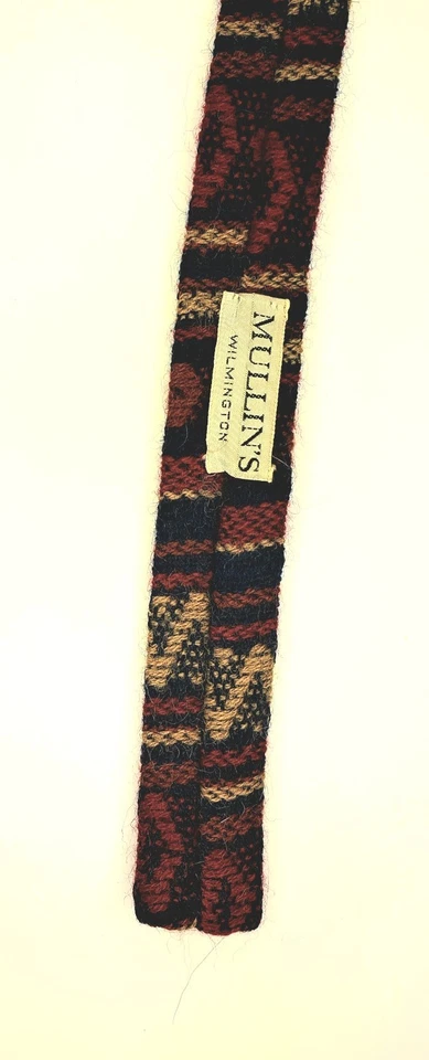 Corbata de cuello geométrica vintage de lana virgen gallo rojo azul tostado 55" X 3"  Foto 3 de 4