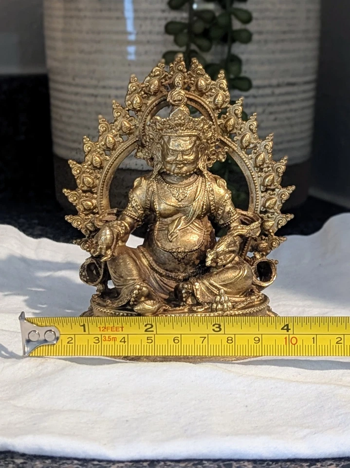 Yellow Jambhala Golden 4.6" Statue Wealth Buddhism Jambala Dzambala Dzambhala - Image 2 of 4
