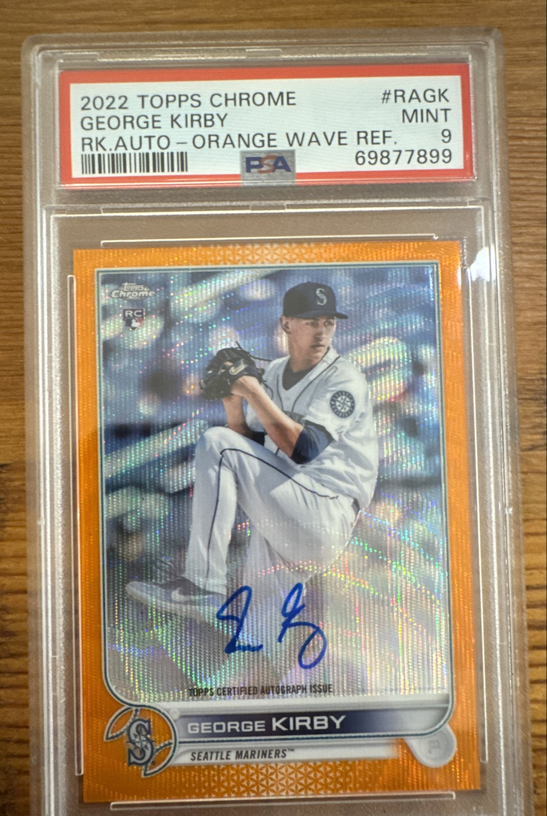 2022 Topps Chrome - Rookie Autographs George Kirby Orange Wave Refractor #/25