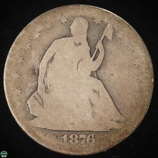 1876 S Liberty Seated Half Dollar About Good Details