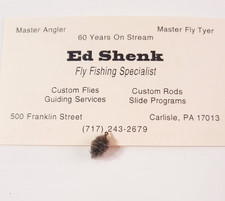 One Shenk's Cress Bug Nymph Fly Tied by Ed Shenk w Business Card & Letter