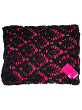 Betsey Johnson Women's Pink/Black Knit Crochet Scarf - One Size