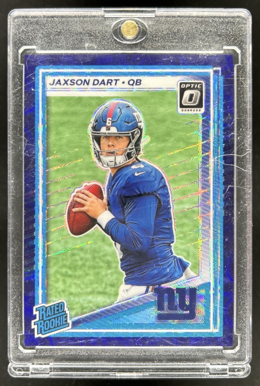 2025 Panini Donruss Optic Jaxson Dart Rated Rookie Purple Scope Prizm #273