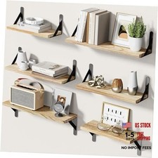Wall Shelves Set of 6, Rustic Farmhouse Style, Wood Floating Medium Wooden