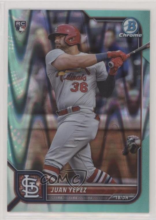 2022 Bowman Chrome Aqua RayWave Refractor 182/199 Juan Yepez #26 Rookie RC 7pv