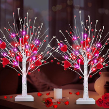 Valentines Day Decorations, Prelit Timer 2Pack Lighted Birches Valentines Tree w