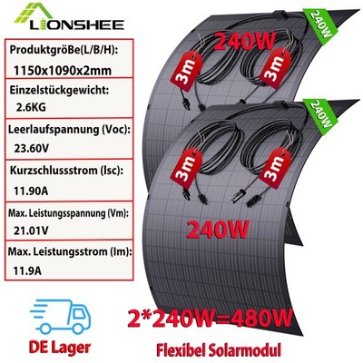 480W FLEXIBEL SOLARMODUL SOLARPANEL FÜR BALKONKRAFTWERK WOHNMOBIL CAMPER 480Watt