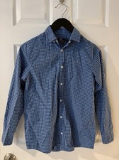 Vineyard Vines Whale Shirt Youth XL Blue Plaid Button Down Long Sleeve Gingham