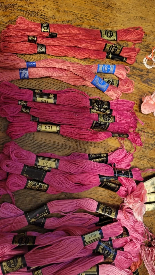 DMC Embroidery Thread Floss Lot, Pink, 80+ Skeins, 6 strands - Image 2 of 4