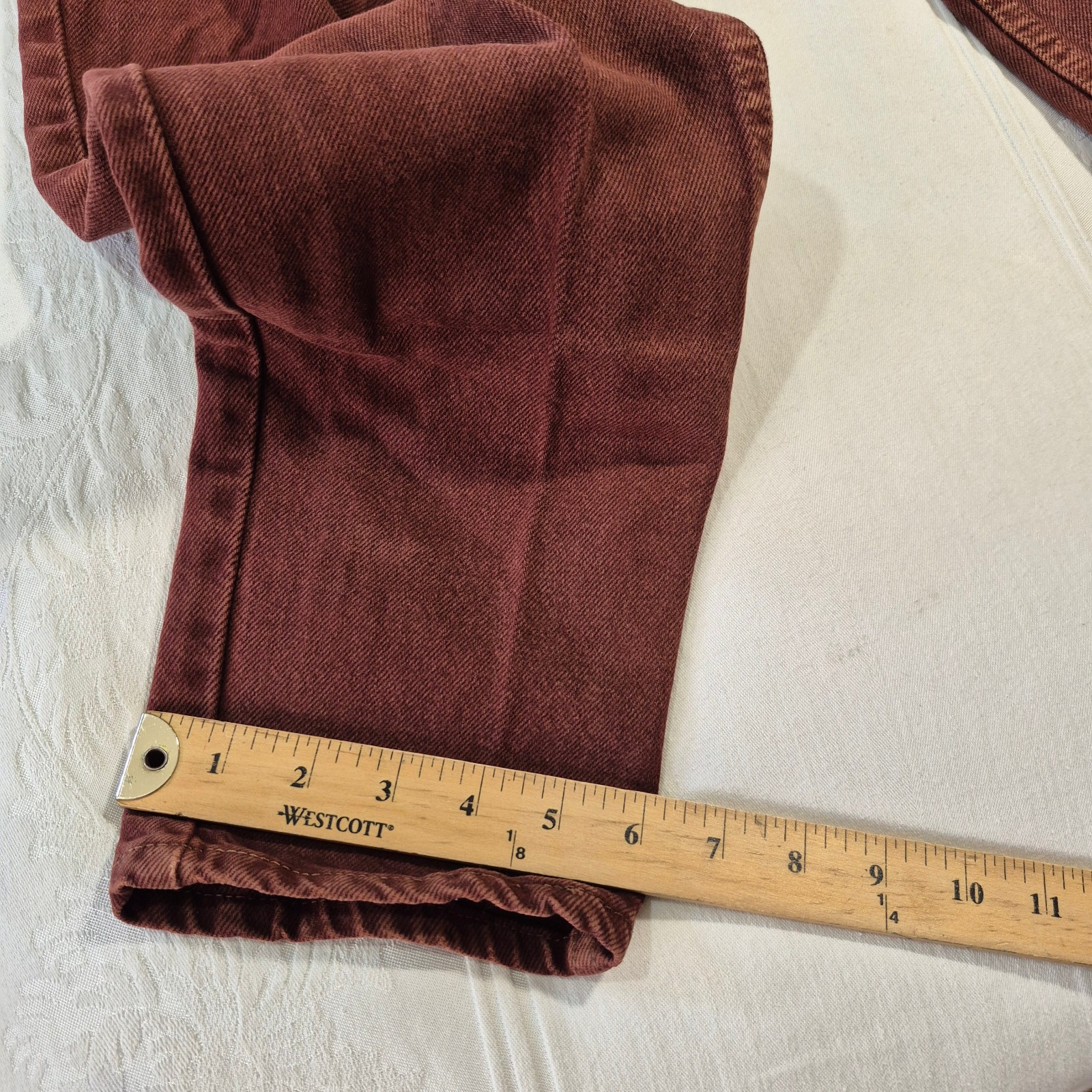 VTG LEVIS 521 JEANS TAPERED FIT LEG RUST RED SIZE 10 MEDIUM 28x30 MADE IN USA thumbnail 3