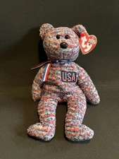 Ty Beanie Baby USA Bear DOB July 4 2000 Retired with Tags Mint with Errors Rare